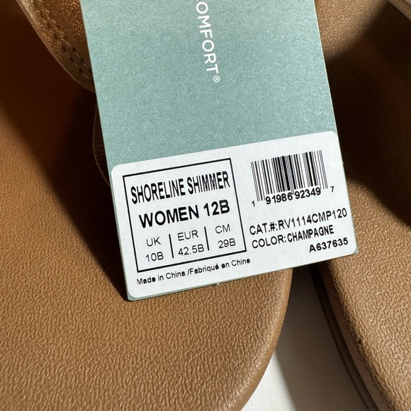 New Women's Tan Sandals sz 12B shoreline shimmer flip flops Waco - Picture 2 of 5